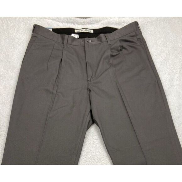 VTG LEE Pants Men 40x32 Dark Gray Relaxed Pleated NO IRON Permanent Crease Dress - Picture 3 of 16